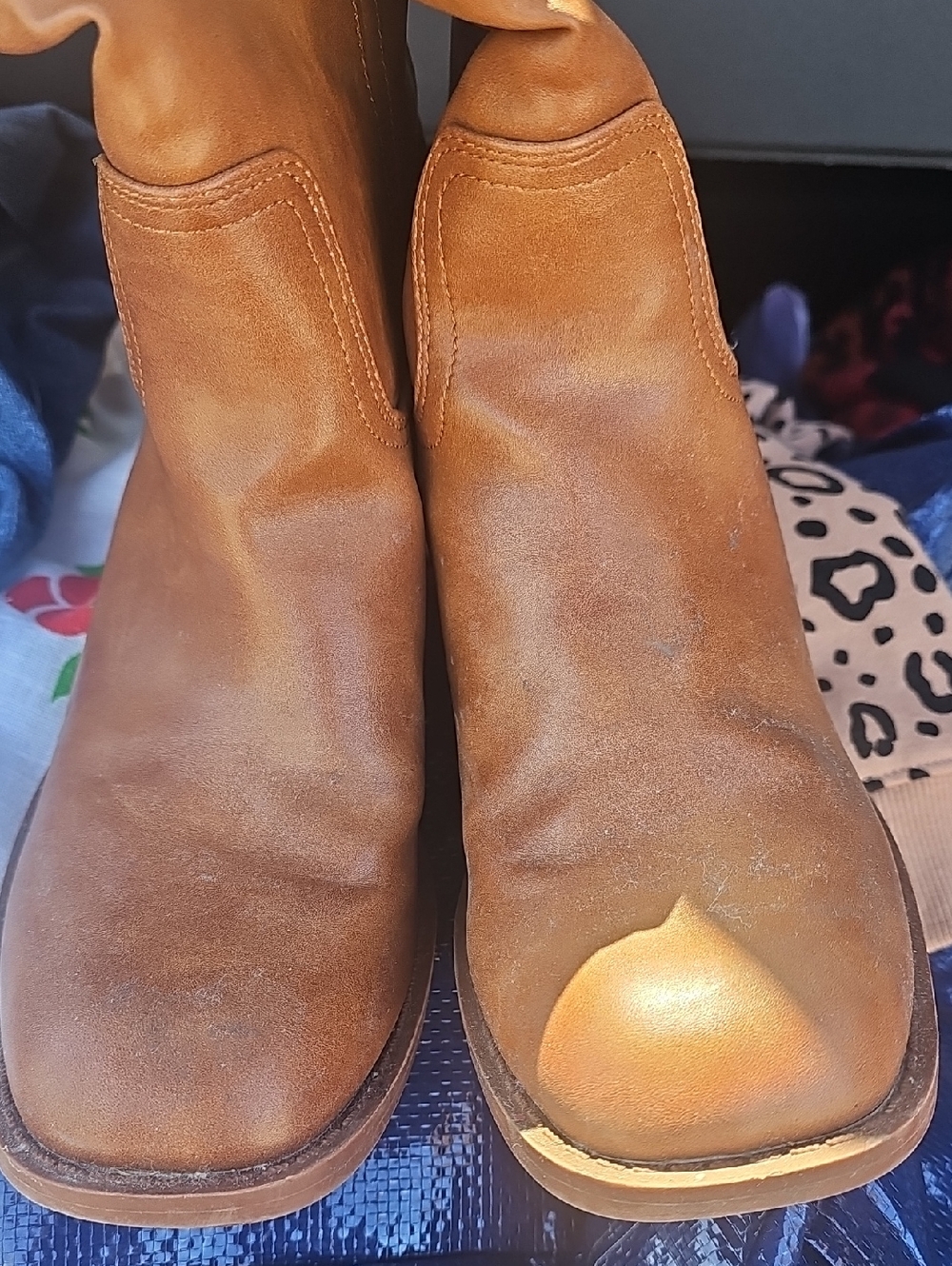 Women's Tan  Tall Boots - Classic Chelsea Style Frye Like Pleather Boots 7